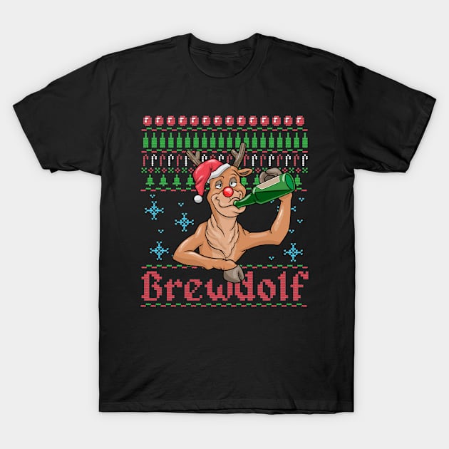 Christmas Brewdolf Beer Beerlover Xmas Drinking T-Shirt by bigD
